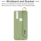 For VIVO V15 Simple Solid Color Chic Wrist Rope Bracket Matte TPU Anti scratch Non slip Protective Cover Back Case 10 beans green