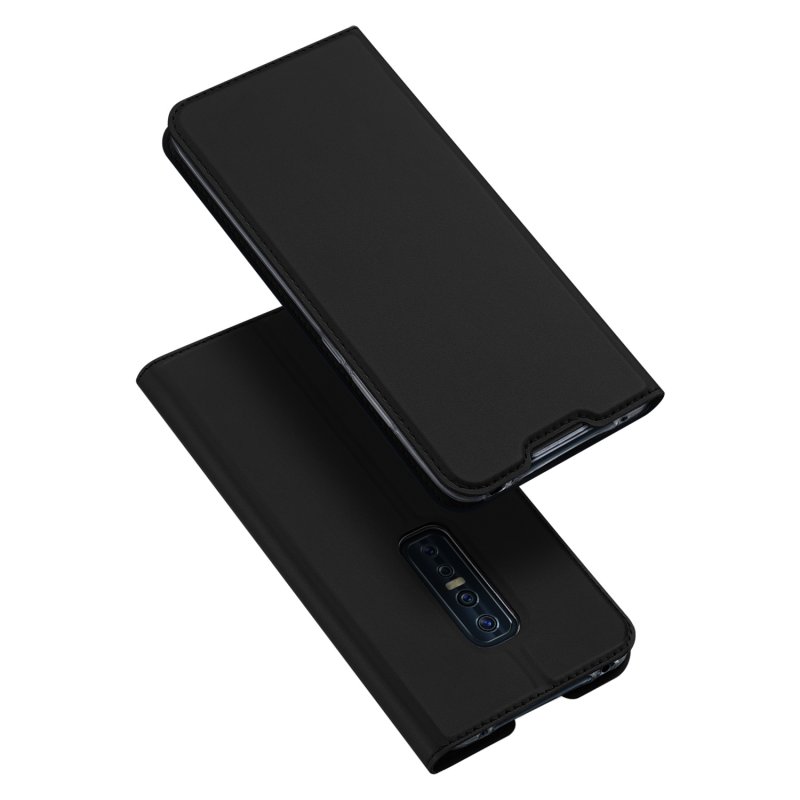 For VIVO V17 Pro Cellphone Cover PU Leather Shell Side Buckle Card Slots Mobile Phone Soft Case Overal Protection black