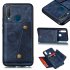 For VIVO Y17 Shockproof Double Buckle Wallet Case Cell Phone Case PU Leather Flip Stand Phone Cover With Card Slots blue