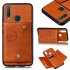 For VIVO Y17 Shockproof Double Buckle Wallet Case Cell Phone Case PU Leather Flip Stand Phone Cover With Card Slots Light Brown