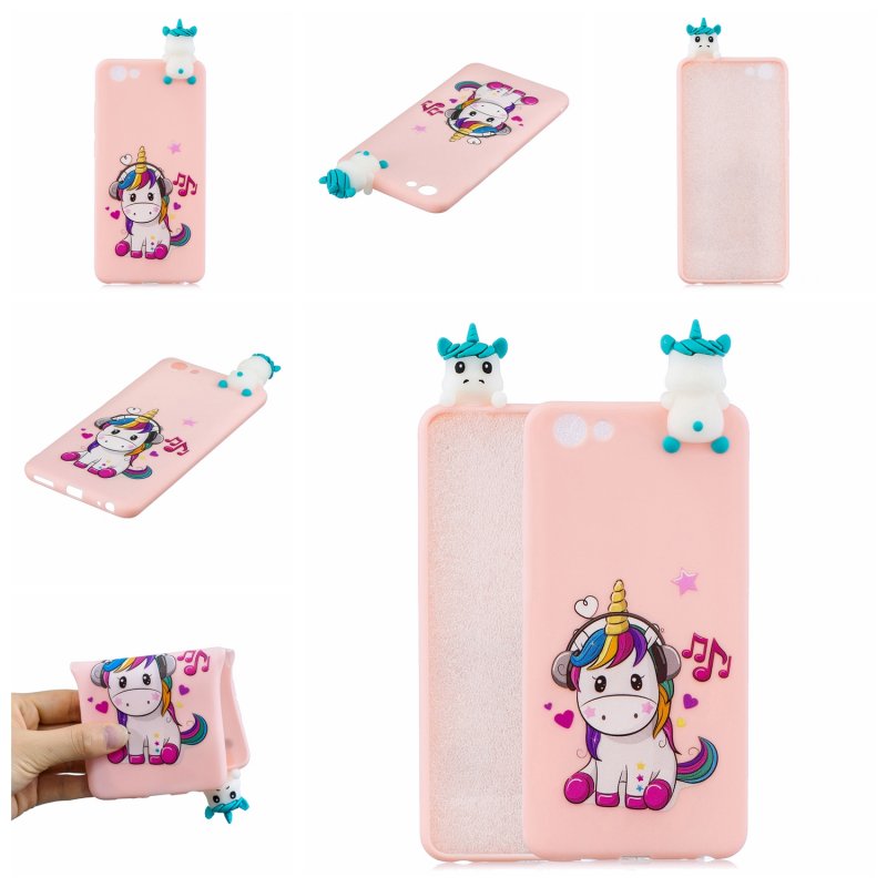 For VIVO Y71 3D Cute Coloured Painted Animal TPU Anti-scratch Non-slip Protective Cover Back Case Music unicorn