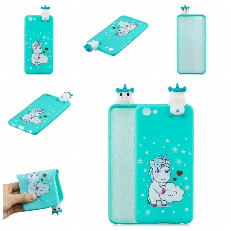 For VIVO Y71 3D Cute Coloured Painted Animal TPU Anti-scratch Non-slip Protective Cover Back Case Love unicorn