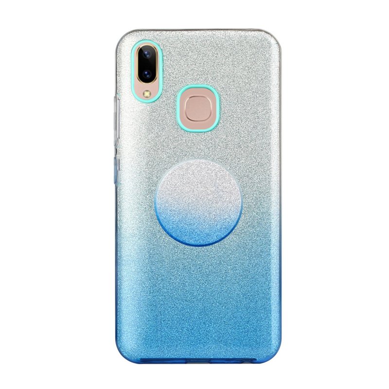 For VIVO Y91/Y93/Y95 with hole/V17/S1 Pro/Y95 Phone Case Gradient Color Glitter Powder Phone Cover with Airbag Bracket blue