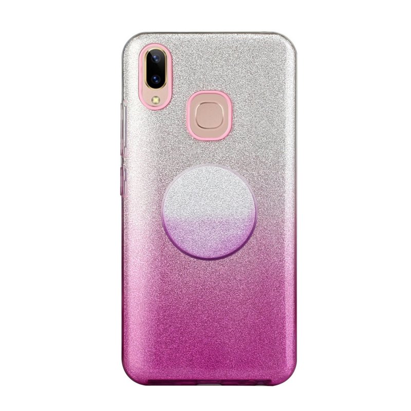 For VIVO Y91/Y93/Y95 with hole/V17/S1 Pro/Y95 Phone Case Gradient Color Glitter Powder Phone Cover with Airbag Bracket purple