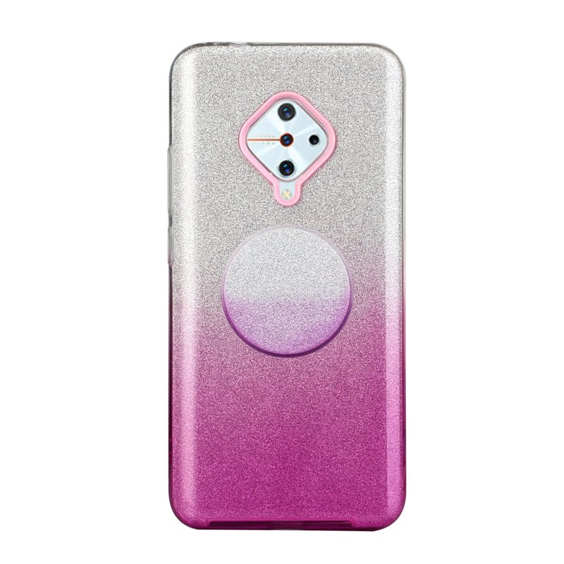For VIVO Y91/Y93/Y95 with hole/V17/S1 Pro/Y95 Phone Case Gradient Color Glitter Powder Phone Cover with Airbag Bracket purple