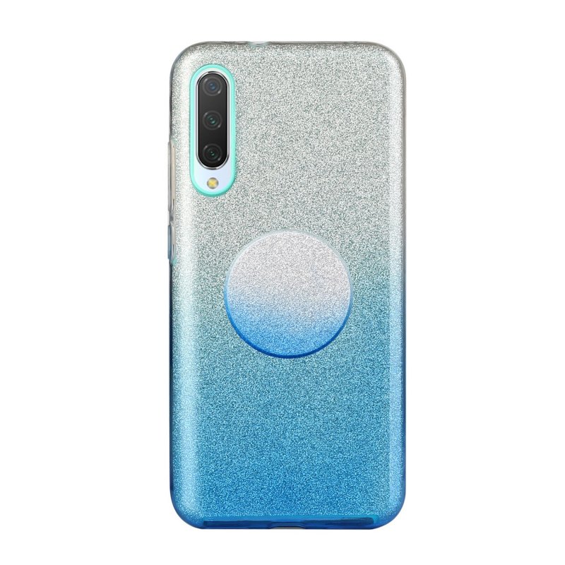 For XIAOMI CC9E/A3/10/10 PRO/K20/K20 pro Phone Case Gradient Color Glitter Powder Phone Cover with Airbag Bracket blue