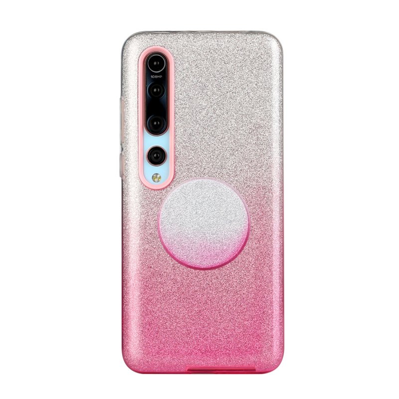 For XIAOMI CC9E/A3/10/10 PRO/K20/K20 pro Phone Case Gradient Color Glitter Powder Phone Cover with Airbag Bracket Pink