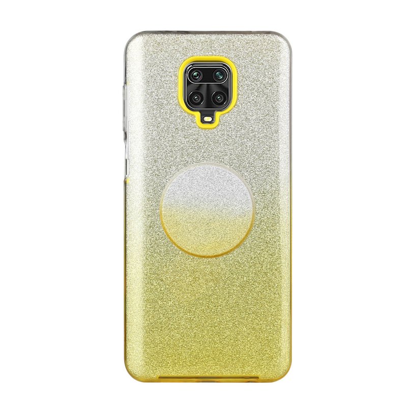 For XIAOMI CC9E/A3/10/10 PRO/K20/K20 pro Phone Case Gradient Color Glitter Powder Phone Cover with Airbag Bracket yellow