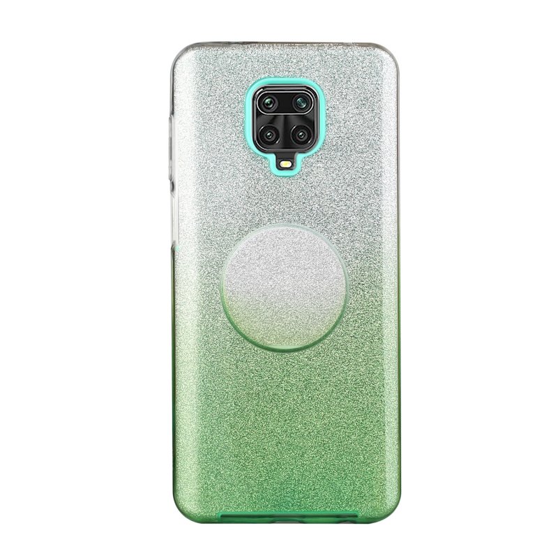 For XIAOMI CC9E/A3/10/10 PRO/K20/K20 pro Phone Case Gradient Color Glitter Powder Phone Cover with Airbag Bracket green