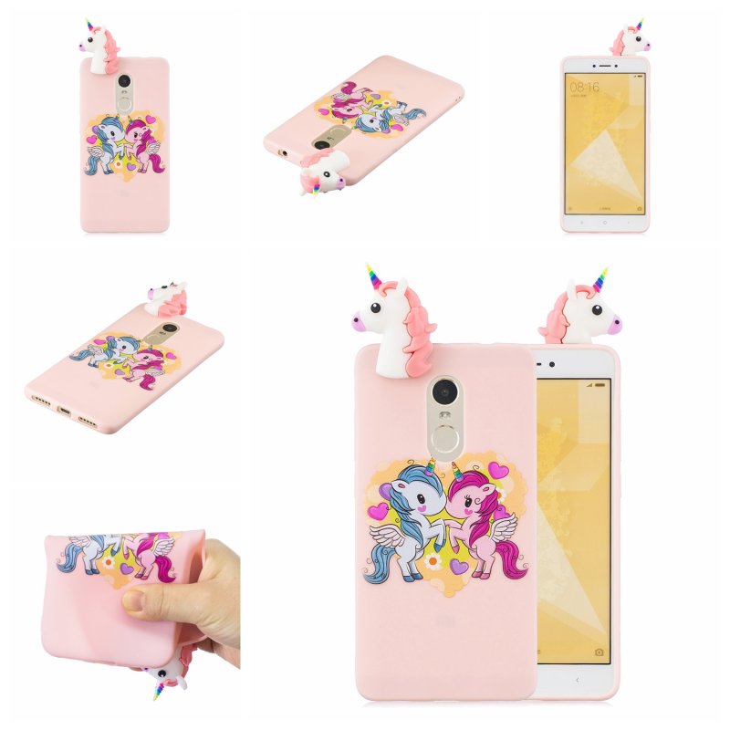 For XIAOMI Redmi NOTE 4X/NOTE 4 3D Cute Coloured Painted Animal TPU Anti-scratch Non-slip Protective Cover Back Case Light pink