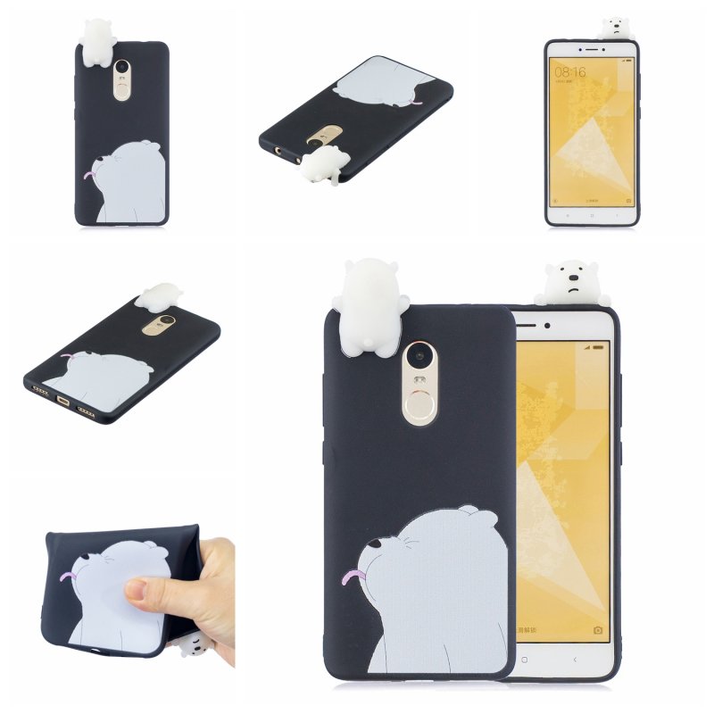 For XIAOMI Redmi NOTE 4X/NOTE 4 3D Cute Coloured Painted Animal TPU Anti-scratch Non-slip Protective Cover Back Case black