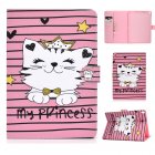 For iPad 10.5 2017/iPad 10.2 2019 Laptop Protective Case Color Painted Smart Stay PU Cover with Front Snap  Crown cat