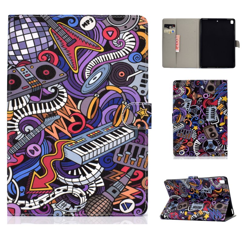For iPad 5/6/7/8/9-iPad Pro9.7-iPad 9.7 Laptop Protective Case Color Painted Smart Stay PU Cover Graffiti