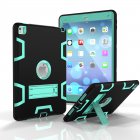 For iPad air2/iPad 6/iPad pro 9.7 2016 PC+ Silicone Hit Color Armor Case Tri-proof Shockproof Dustproof Anti-fall Protective Cover  Black + mint green