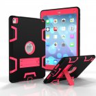 For iPad air2/iPad 6/iPad pro 9.7 2016 PC+ Silicone Hit Color Armor Case Tri-proof Shockproof Dustproof Anti-fall Protective Cover  Black + rose red