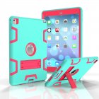 For iPad air2/iPad 6/iPad pro 9.7 2016 PC+ Silicone Hit Color Armor Case Tri-proof Shockproof Dustproof Anti-fall Protective Cover  Mint green + rose red