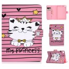 For iPad mini 1 2 3 4 5 Laptop Protective Case Frront Snap Color Painted Smart Stay PU Cover Crown cat