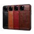 For iPhone 11 11 Pro 11 Pro Max Cellphone Smart Shell 2 in 1 Textured PU Leather Shock Absorption Anti Fall Card Holder Stand Function Phone Cover coffee