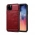 For iPhone 11 11 Pro 11 Pro Max Cellphone Smart Shell 2 in 1 Textured PU Leather Shock Absorption Anti Fall Card Holder Stand Function Phone Cover red