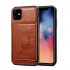 For iPhone 11 11 Pro 11 Pro Max Cellphone Smart Shell 2 in 1 Textured PU Leather Shock Absorption Anti Fall Card Holder Stand Function Phone Cover brown
