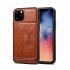 For iPhone 11 11 Pro 11 Pro Max Cellphone Smart Shell 2 in 1 Textured PU Leather Shock Absorption Anti Fall Card Holder Stand Function Phone Cover brown