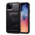 For iPhone 11 11 Pro 11 Pro Max Cellphone Smart Shell 2 in 1 Textured PU Leather Shock Absorption Anti Fall Card Holder Stand Function Phone Cover black