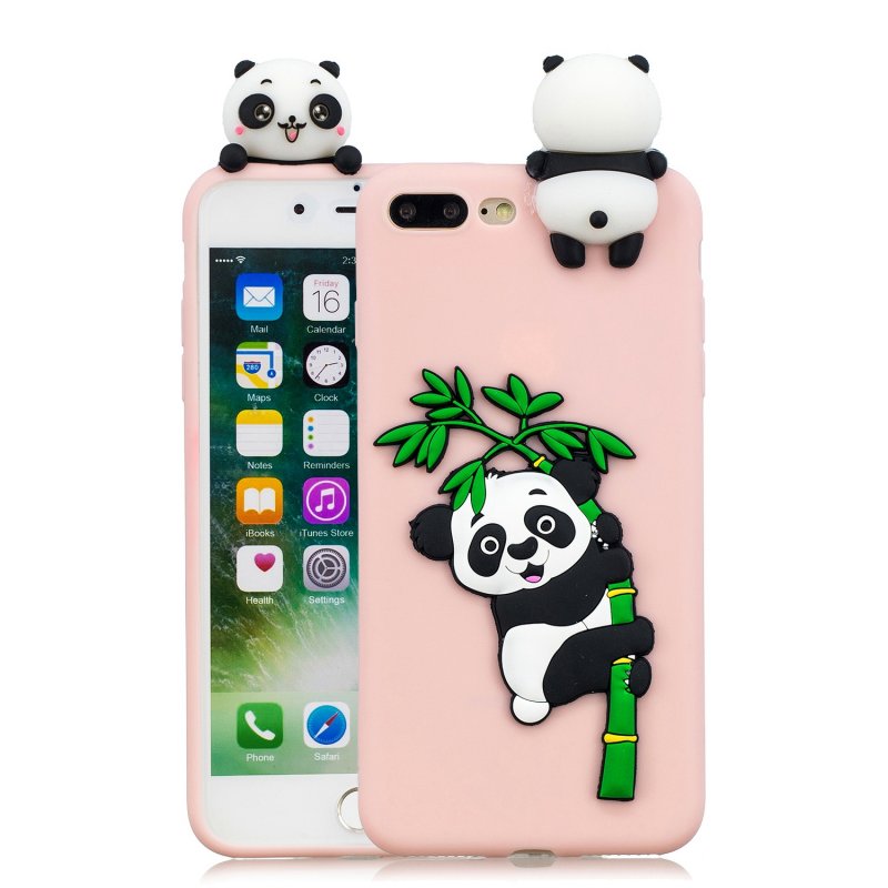 For iPhone 5/5S/SE/6/6S/6 Plus/6S Plus/7/8/7 Plus/8 Plus Phone Case 3D Cartoon Panda Bamboo Cellphone Back Shell Shockproof Smartphone Cover Pink