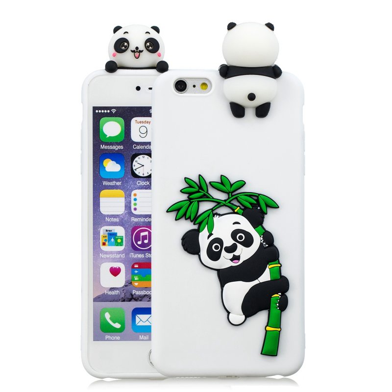 For iPhone 5/5S/SE/6/6S/6 Plus/6S Plus/7/8/7 Plus/8 Plus Phone Case 3D Cartoon Panda Bamboo Cellphone Back Shell Shockproof Smartphone Cover White
