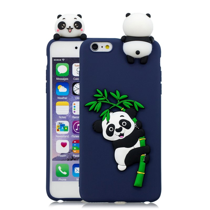For iPhone 5/5S/SE/6/6S/6 Plus/6S Plus/7/8/7 Plus/8 Plus Phone Case 3D Cartoon Panda Bamboo Cellphone Back Shell Shockproof Smartphone Cover Royal blue