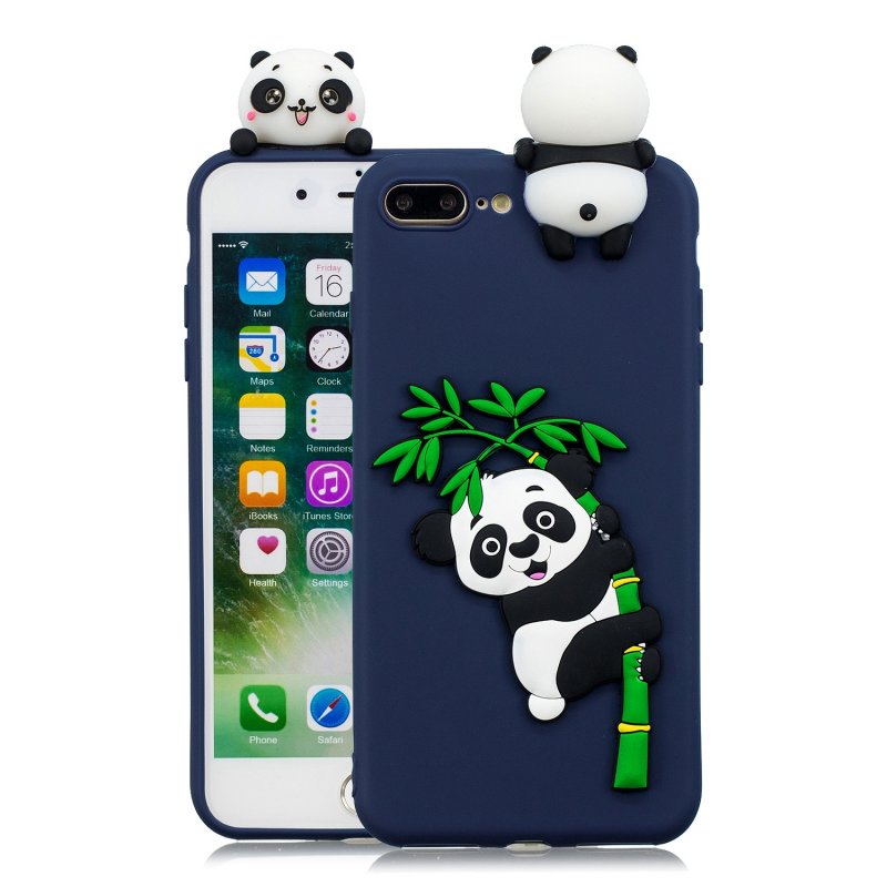 For iPhone 5/5S/SE/6/6S/6 Plus/6S Plus/7/8/7 Plus/8 Plus Phone Case 3D Cartoon Panda Bamboo Cellphone Back Shell Shockproof Smartphone Cover Royal blue