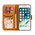 For iPhone 6 6S 7 8 Wallet type Cute Cartoon Embossed Happy Cat PU Leather Protective Phone Case with Buckle   Bracket yellow