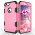 For iPhone 6 plus 6S plus PC  Silicone 2 in 1 Hit Color Tri proof Shockproof Dustproof Anti fall Protective Cover Back Case Rose red   black