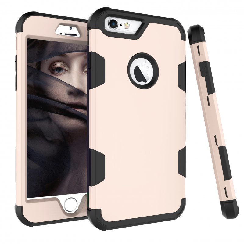 For iPhone 6 plus/6S plus PC+ Silicone 2 in 1 Hit Color Tri-proof Shockproof Dustproof Anti-fall Protective Cover Back Case Gold + black