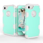 For iPhone 7 PC+ Silicone 2 in 1 Hit Color Tri-proof Shockproof Dustproof Anti-fall Protective Cover Back Case Mint green + gray