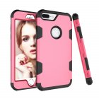 For iPhone 7 plus PC+ Silicone 2 in 1 Hit Color Tri-proof Shockproof Dustproof Anti-fall Protective Cover Back Case Rose red + black