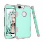 For iPhone 7 plus PC+ Silicone 2 in 1 Hit Color Tri-proof Shockproof Dustproof Anti-fall Protective Cover Back Case Mint green + gray