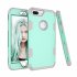 For iPhone 7 plus PC  Silicone 2 in 1 Hit Color Tri proof Shockproof Dustproof Anti fall Protective Cover Back Case Mint green   gray