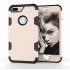 For iPhone 7 plus PC  Silicone 2 in 1 Hit Color Tri proof Shockproof Dustproof Anti fall Protective Cover Back Case Gold   black
