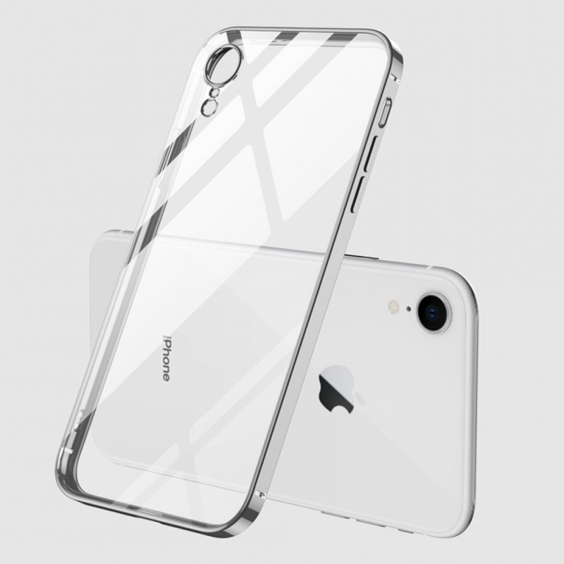 For iPhone X/XS/XR/XS Max Mobile Phone shell Square Transparent electroplating TPU Cover Cell Phone Case Silver