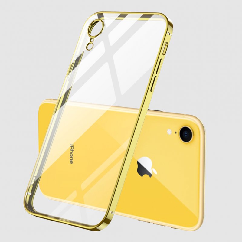 For iPhone X/XS/XR/XS Max Mobile Phone shell Square Transparent electroplating TPU Cover Cell Phone Case yellow