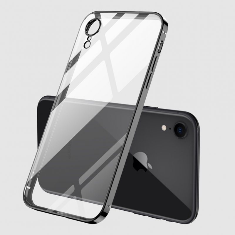 For iPhone X/XS/XR/XS Max Mobile Phone shell Square Transparent electroplating TPU Cover Cell Phone Case black