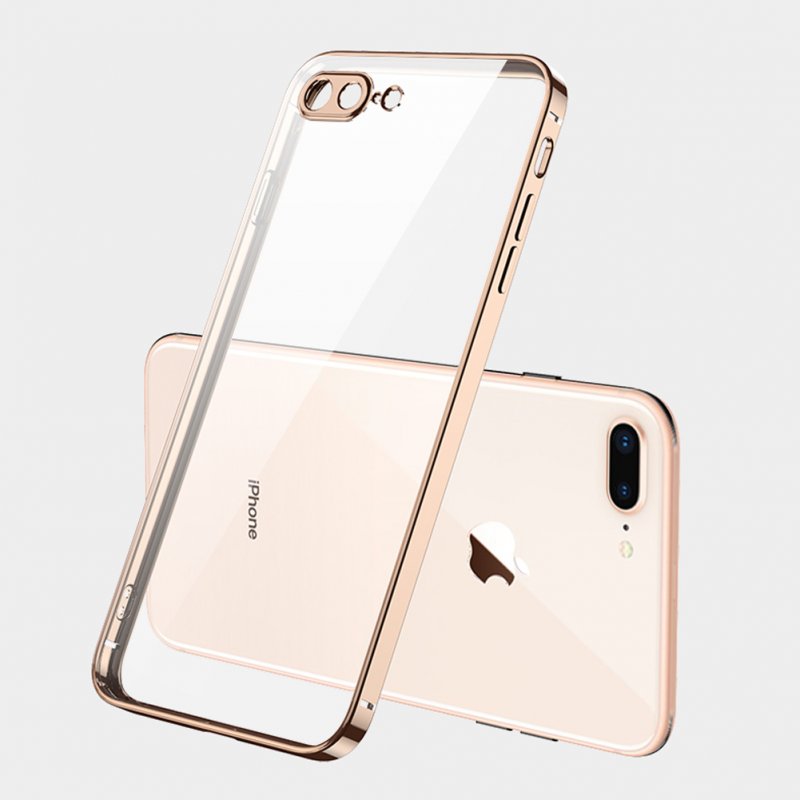 For iPhone X/XS/XR/XS Max Mobile Phone shell Square Transparent electroplating TPU Cover Cell Phone Case Golden