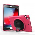 For ipad MINI 1 / 2 / 3 Wrist Handle Tri-proof Shockproof Dustproof Anti-fall Protective Cover with Bracket rose Red