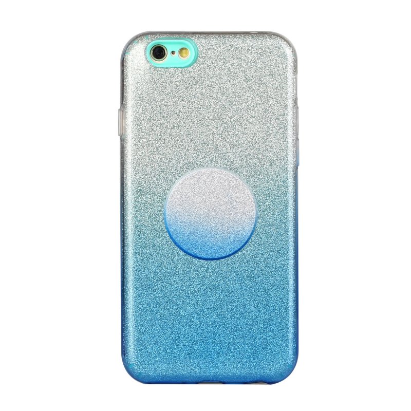 For iphone 6/6S/6 plus/6S plus/7/8/SE 2020 Phone Case Gradient Color Glitter Powder Phone Cover with Airbag Bracket blue