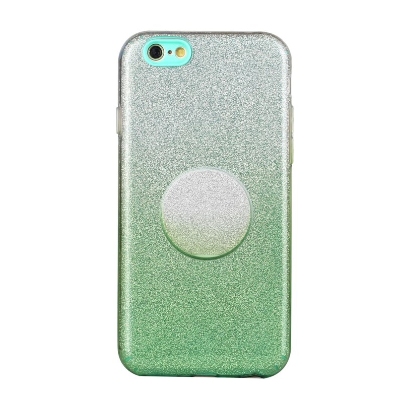 For iphone 6/6S/6 plus/6S plus/7/8/SE 2020 Phone Case Gradient Color Glitter Powder Phone Cover with Airbag Bracket green