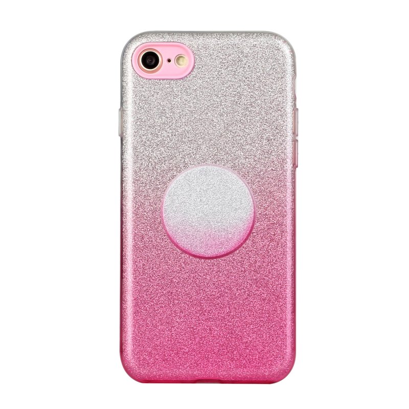 For iphone 6/6S/6 plus/6S plus/7/8/SE 2020 Phone Case Gradient Color Glitter Powder Phone Cover with Airbag Bracket Pink