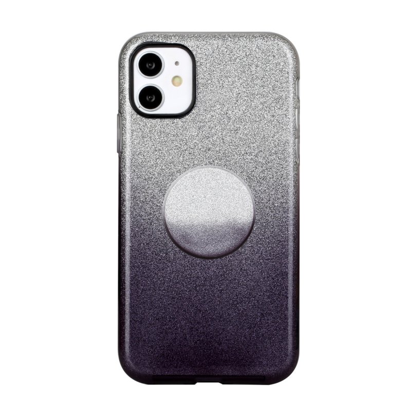 For iphone X/XS/XR/XS MAX/11/11 pro MAX Phone Case Gradient Color Glitter Powder Phone Cover with Airbag Bracket black