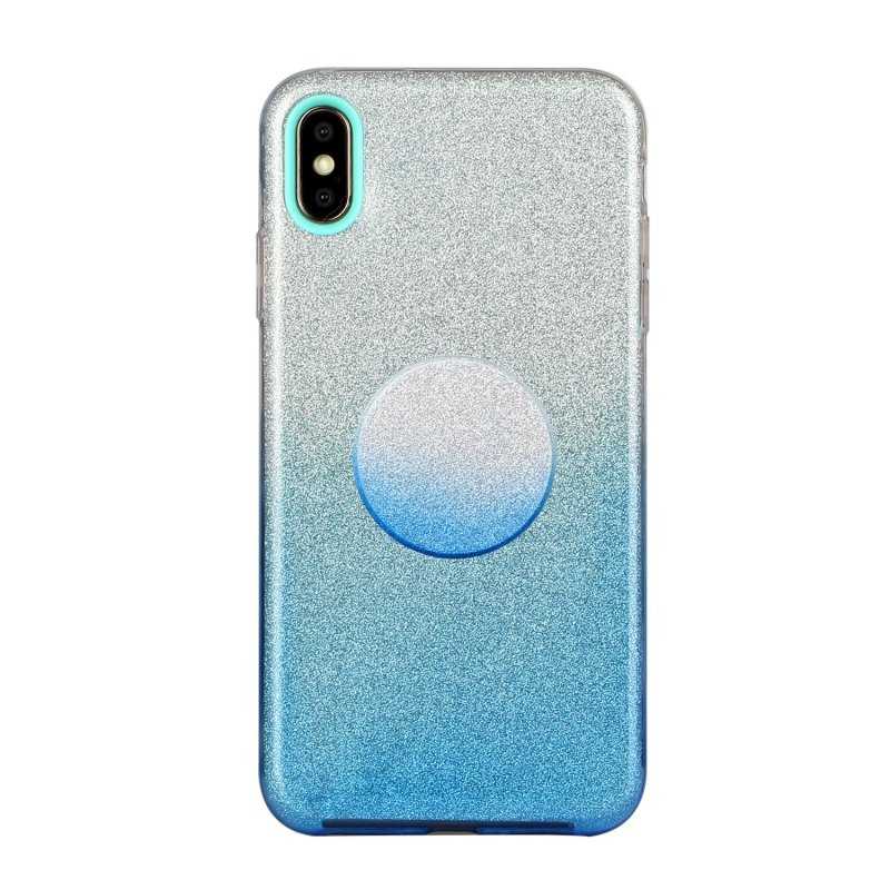 For iphone X/XS/XR/XS MAX/11/11 pro MAX Phone Case Gradient Color Glitter Powder Phone Cover with Airbag Bracket blue
