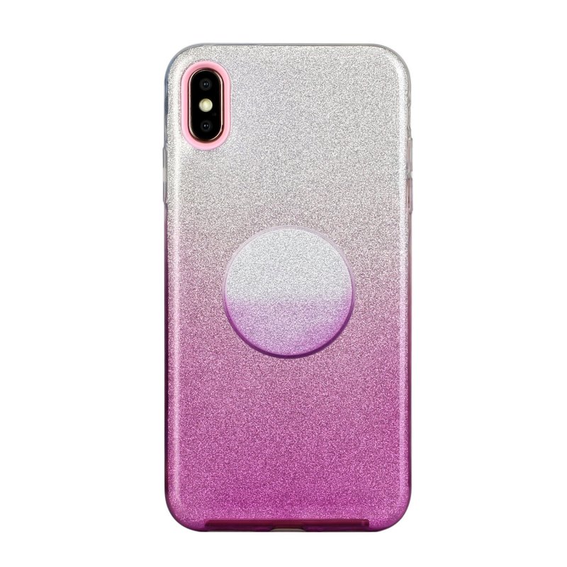 For iphone X/XS/XR/XS MAX/11/11 pro MAX Phone Case Gradient Color Glitter Powder Phone Cover with Airbag Bracket purple