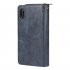 For iphone X XS XS MAX 11 11Pro Pu Leather  Mobile Phone Cover Zipper Card Bag   Wrist Strap blue